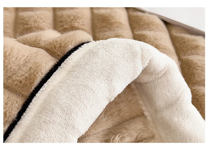 Luxury Faux Rabbit Fur Throw Blanket – Double Layer Ultra Soft & Fluffy Bed Blanket